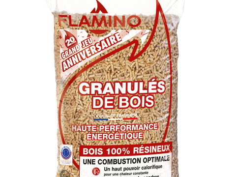 Holzpellets Flamino – 72 Säcke à 15 kg (1.080 kg) auf Palette