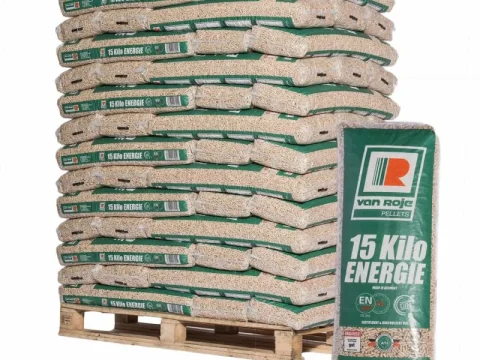 Holzpellets Van Roje – 65 Säcke à 15 kg (975 kg) auf Palette