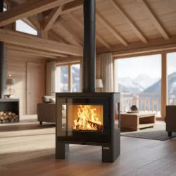 Kaminofen Shiva 10 kW mit drei Sichtscheiben